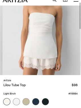 Aritzia Lilou Strapless Top in Light Birch White BRAND NEW WITH TAGS